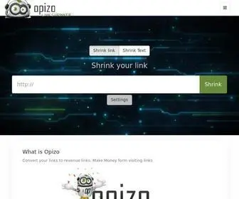 Opizo.com(Free link shortener(shrinkner) service) Screenshot