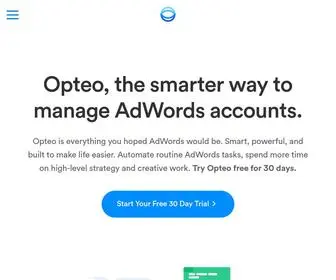 Opteo.com(The smarter way to manage your Google Ads accounts) Screenshot