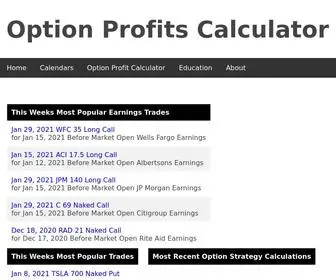 Optionprofitscalculator.com(Option Profits Calculator Option Profit Calculator) Screenshot