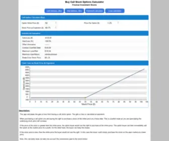 Optionsmath.com(Call Options Stock Investment Calculator) Screenshot