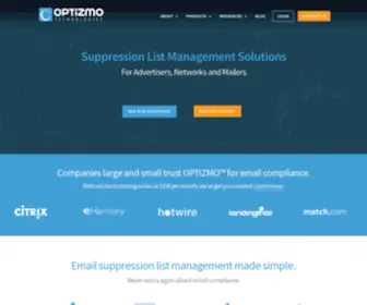 Optizmo.com(The Leaders in Email Suppression List Management) Screenshot