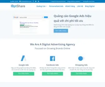 Optshare.com(Quảng cáo trực tuyến PPC và Retargeting) Screenshot