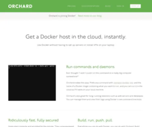 Orchardup.com(Instant Docker hosts in the cloud) Screenshot