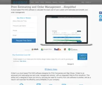 Ordant.com(Customizable print estimating and order management) Screenshot