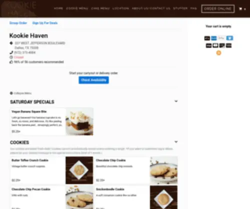 Orderkookiehaven.com(Dallas, TXMenu & Order Online)) Screenshot