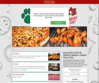 Orderoscarspizza.com(OSCAR'S PIZZA & WINGS (Maple Location Carry Out)) Screenshot