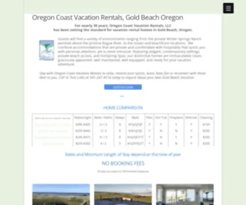 Oregoncoastrentals.com(Gold Beach Vacation Rentals) Screenshot