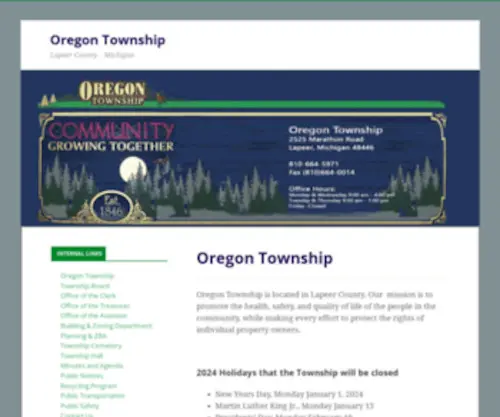 Oregontownship.org(Lapeer County) Screenshot