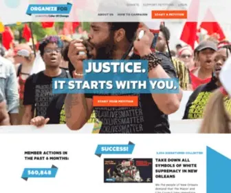 Organizefor.org(There are two major questions in social justice work) Screenshot