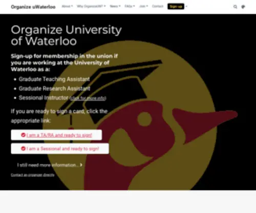 Organizeuw.org(The Committee to Organize UWaterloo) Screenshot