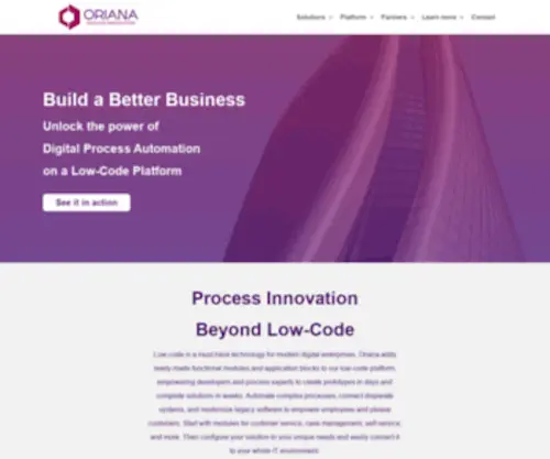Orianasoftware.com(Digital Process Automation on Low) Screenshot