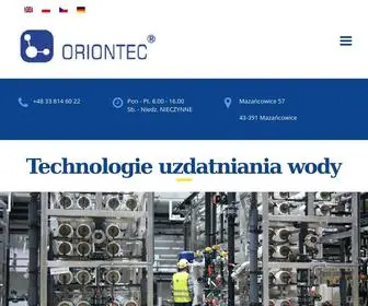 Oriontec.pl(Nowoczesne technologie uzdatniania wody) Screenshot