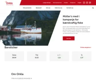 Orkla.no(Orkla er en ledende leverandør av merkevarer til dagligvarehandel) Screenshot