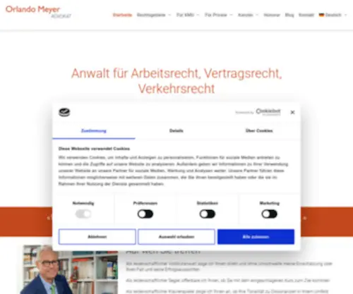 Orlandomeyer.ch(Advokatur für internationales Arbeitsrecht und Datenschutz Orlando Meyer Basel) Screenshot