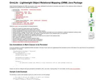Ormlite.com(Lightweight Object Relational Mapping (ORM) Java Package) Screenshot