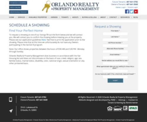 Orpmshowing.com(Schedule a Showing) Screenshot