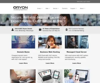 Oryon.net(Premier Web Hosting With 24/7 Support Response Under 59 Secs) Screenshot