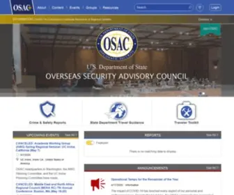 Osac.gov(Osac is a partnership between the u.s. state department and private sector security community) Screenshot