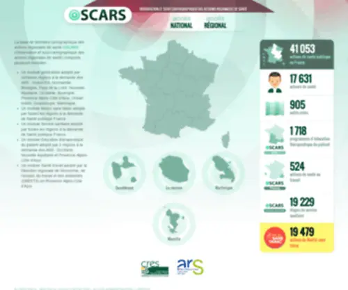 Oscarsante.org(OSCARS : Observation et suivi cartographique des actions régionales de santé) Screenshot