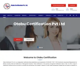 Otabucert.com(Otabu Certification India) Screenshot