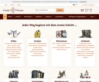 Outfit4Events.de(Outfit4Events eist einer der größten Online Händler auf dem Gebiet des Reenactment) Screenshot