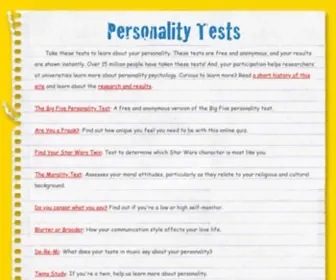 Outofservice.com(Online personality psychology tests) Screenshot