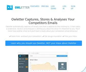 Owletter.com(Monitoring your competitors' email marketing newsletters) Screenshot