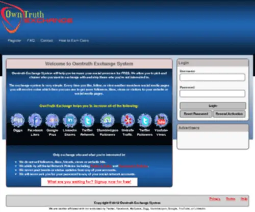 Owntruth.com(Owntruth Exchange System) Screenshot