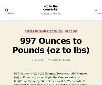OZ-TO-LBS.xyz(Oz to lbs converter) Screenshot