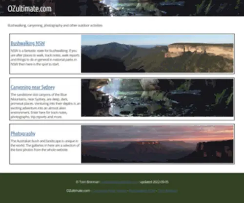 Ozultimate.com(Canyoning, bushwalking and other outdoor activities) Screenshot