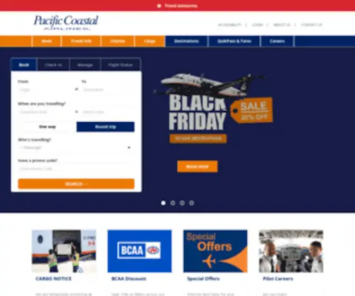 Pacific-Coastal.com(Pacific Coastal Airlines) Screenshot