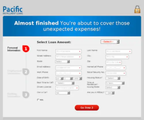 Pacificinstallmentloans.com(pacificinstallmentloans) Screenshot