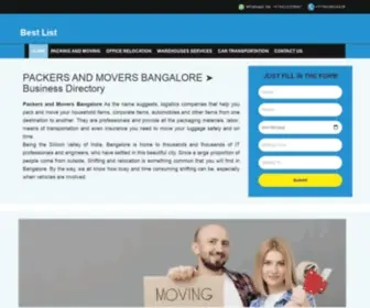 Packersandmoversbangalore.co.in(Best Packers And Movers Bangalore List With Approx Charges) Screenshot