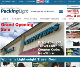 Packinglight.com(Luggage, travel clothing, travel accessories, travel gear enable Packing Light in Carry-on Luggage) Screenshot