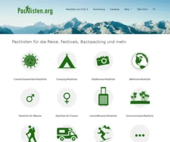 Packlisten.org(Packlisten für die Reise und Tipps zum Packen) Screenshot