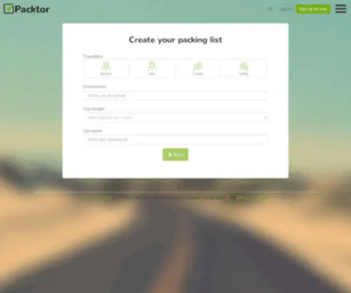 Packtor.com(The Packing List Creator) Screenshot