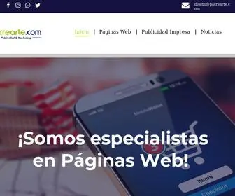 Pacrearte.com(Especialistas en páginas Web) Screenshot