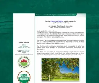 Pacscertifiedorganic.ca(Pacific Agricultural Certification Society) Screenshot