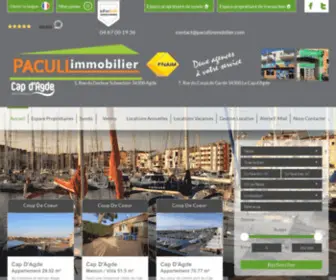 Pacullimmobilier.com(Agence immobilière Cap d'Agde) Screenshot