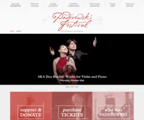 Paderewskifest.com(Paderewski Festival) Screenshot