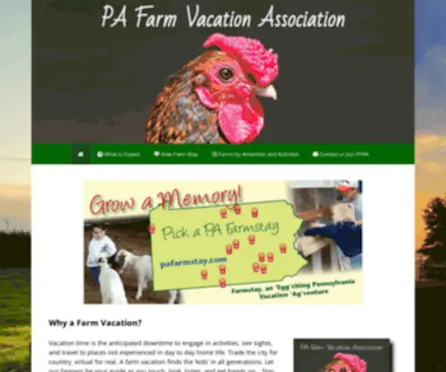 Pafarmstay.com(PA Farm Vacation association) Screenshot