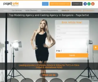 Page3Artist.com(Page3artist Modeling & Casting Agency in Bangalore) Screenshot