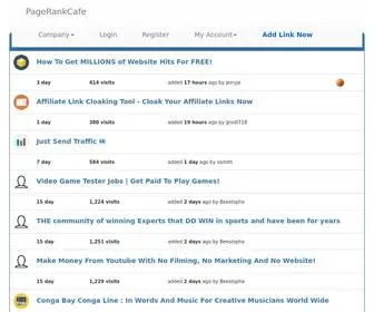Pagerankcafe.com(The Leading Edge in Free Online Advertising) Screenshot