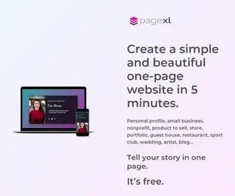 Pagexl.com(No-Code One Page Website and Store Builder) Screenshot