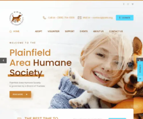 Pahs.org(Plainfield Area Humane Society) Screenshot
