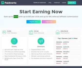 Paidvertz.com(Paidvertz gives you the opportunity to earn with the most safe way) Screenshot