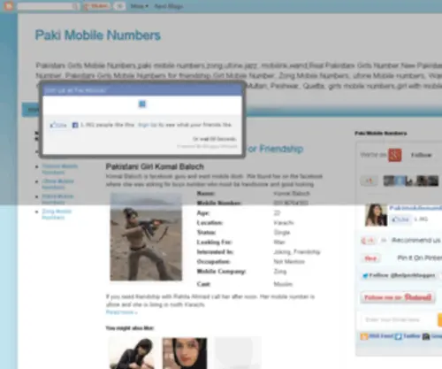 Pakimobilenumbers.com(Paki Mobile Numbers) Screenshot