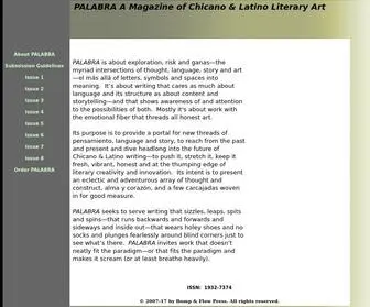 Palabralitmag.com(PALABRA A Magazine of Chicano & Latino Literary Art) Screenshot