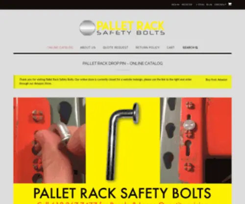 Palletracksafetybolts.com(Pallet Rack Drop Pin) Screenshot