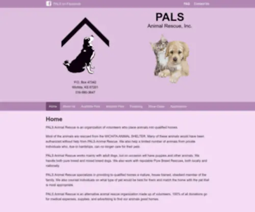 Palsrescue.org(PALS Animal Rescue) Screenshot